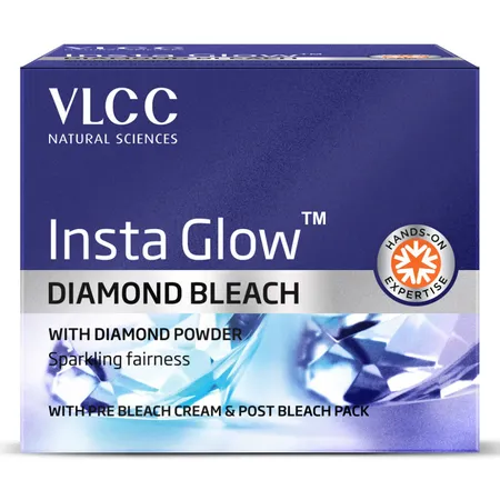VLCC Instaglow Diamond Bleach 30 gm | With Diamond Powder | Pre & Post Bleach Cream | Gives Sparkling Firmness