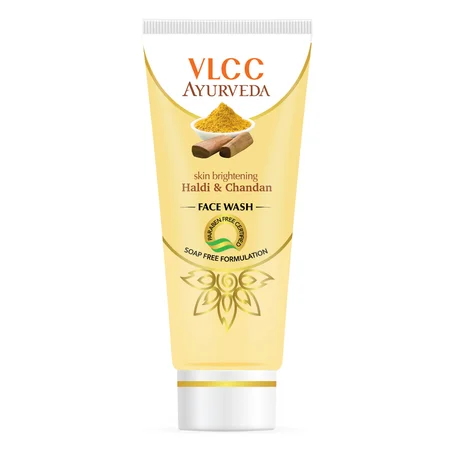 VLCC Ayurveda Skin Brightening Face Wash 100 ml | Haldi & Chandan | Brightens Skin | Reduces Blemishes | Soap Free Formula