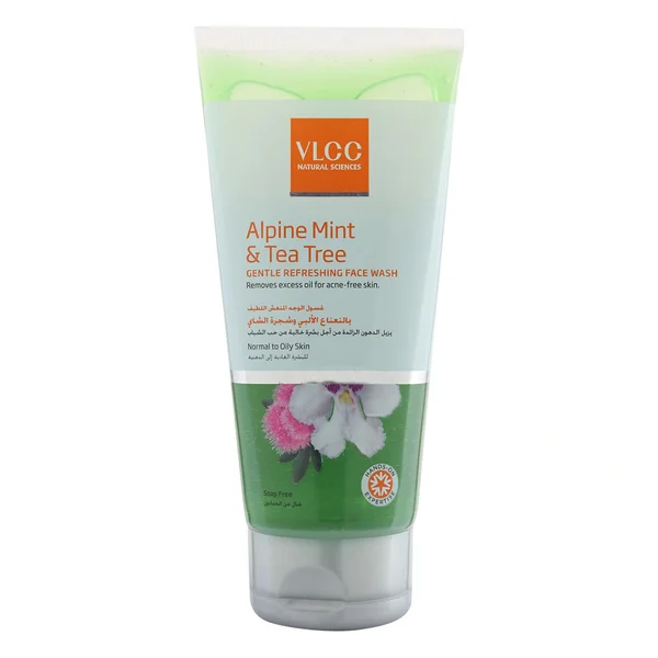 VLCC Alpine Mint &amp; Tea Tree Gentle Refreshing Face Wash 175 ml | Alpine Mint &amp; Tea Tree | Removes Excess Oil | Gives Acne Free Skin | Soap Free Formula | For Normal To Oily SKin, Pack of 1