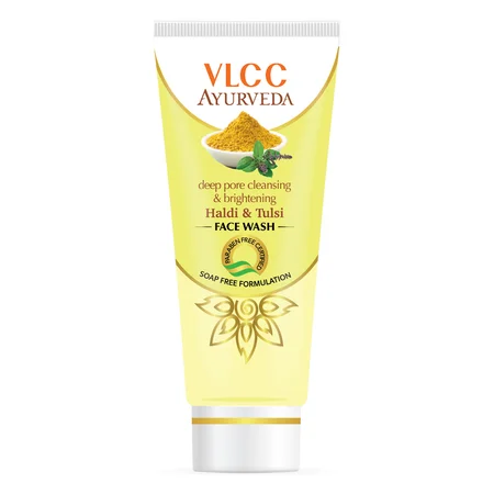 VLCC Ayurveda Deep Pore Cleansing & Brightening Face Wash 100 ml | With Haldi & Tulsi | Skin Brightening | Cleanse Deep Pores | Soap Free Formulation