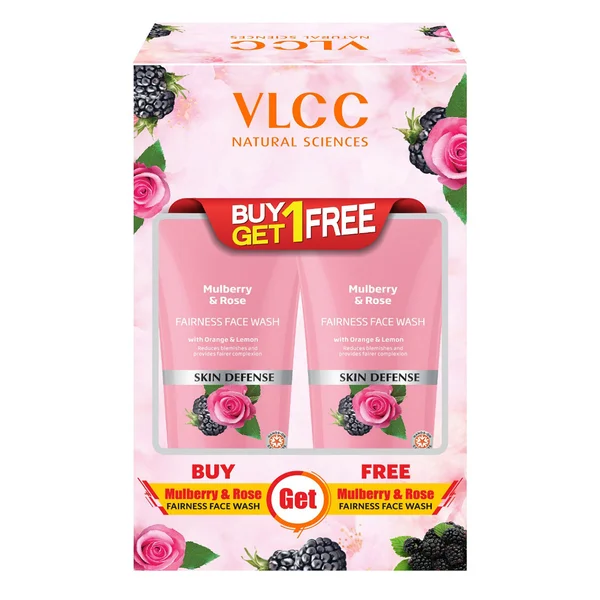 VLCC Mulberry &amp; Rose Fairness Face Wash, 150 ml (Buy 1 Get 1 Free), Pack of 1