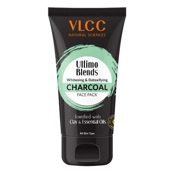 VLCC Ultimo Blends Whitening &amp; Detoxifying Charcoal Face Pack 100 gm | 100% Pure Activated Charcoal | Fortified With Clay &amp; Essential Oils | Whitening &amp; Detoxifying | All Skin Type, Pack of 1