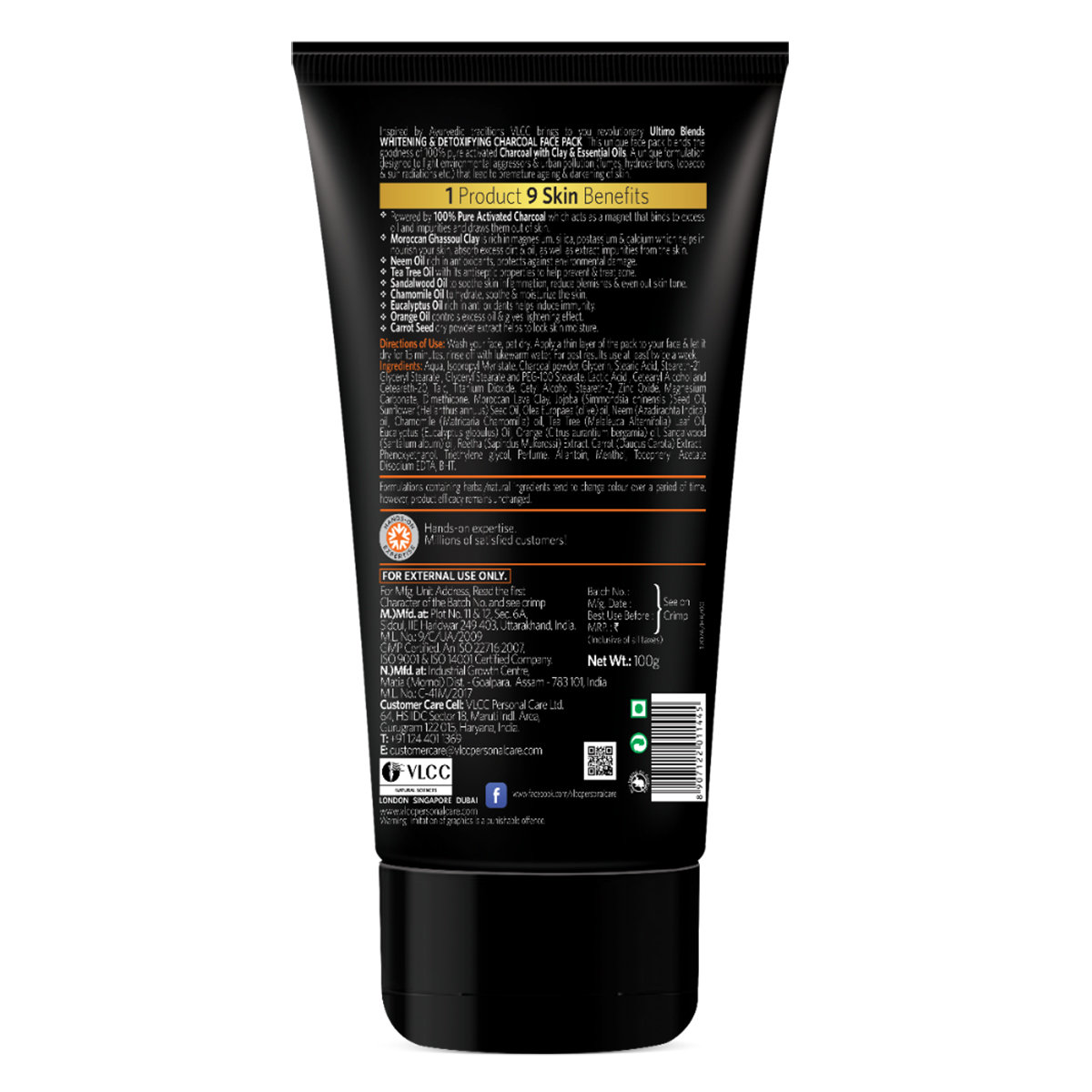 VLCC Ultimo Blends Whitening & Detoxifying Charcoal Face Pack 100 gm | 100% Pure Activated Charcoal | Fortified With Clay & Essential Oils | Whitening & Detoxifying | All Skin Type, Pack of 1 VLCC Ultimo Blends Whitening & Detoxifying Charcoal Face Pack 100 gm | 100% Pure Activated Charcoal | Fortified With Clay & Essential Oils | Whitening & Detoxifying | All Skin Type, Pack of 1