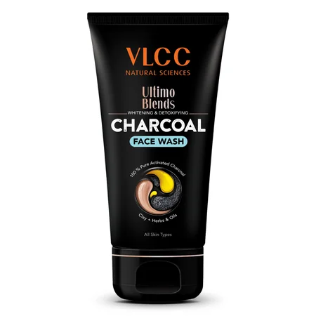 VLCC Ultimo Blends Whitening & Detoxifying Charcoal Face Wash 100 ml | 100% Pure Activated Charcoal | Clay + Herbs & Oils | Eliminates Oil | Controls Acne | Whietning Glow | Exfoliation | For All Skin Type