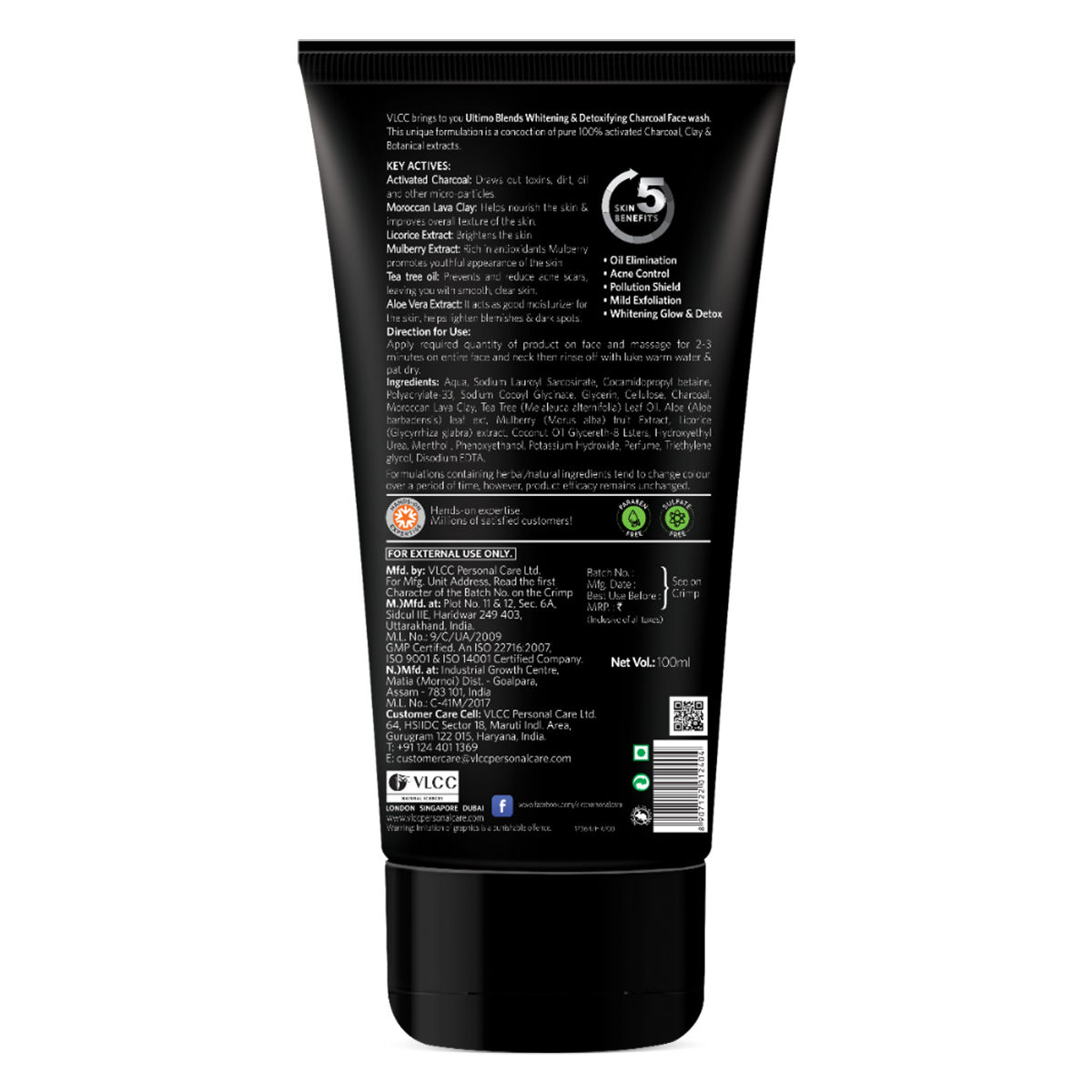 VLCC Ultimo Blends Whitening & Detoxifying Charcoal Face Wash, 100 ml