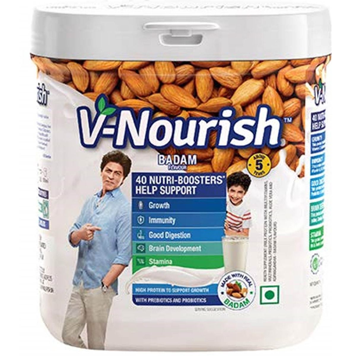 Buy V-Nourish Badam Flavour Kids Nutrition Drink Powder, 200 gm Jar Online