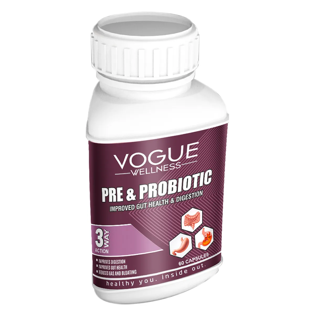 Buy Vogue Wellness Pre & Probiotics, 60 Capsules | 19 Minutes Delivery |  Apollo Pharmacy