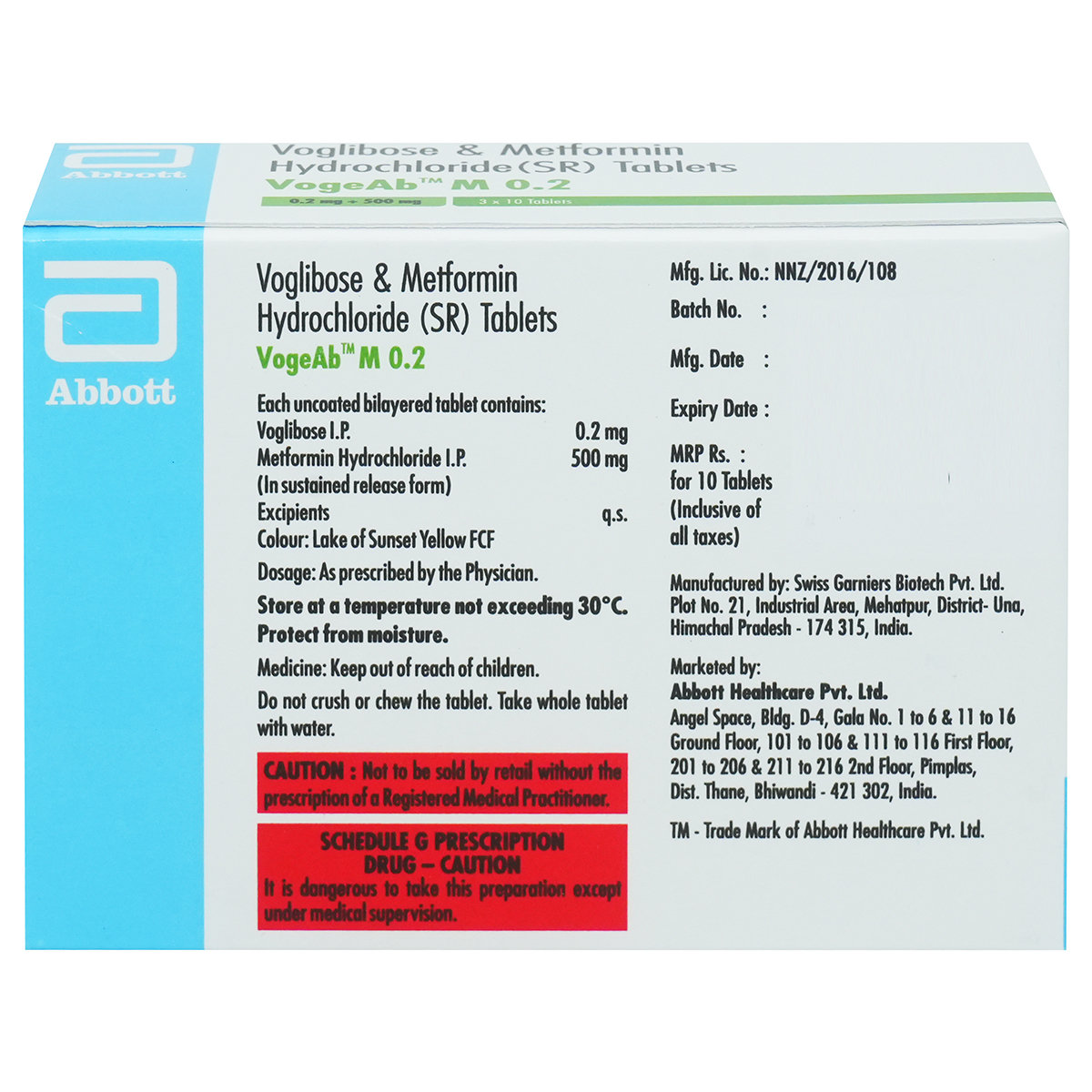 Vogeab M 0.2 Tablet 10'S, Pack of 10 Vogeab M 0.2 Tablet 10'S, Pack of 10