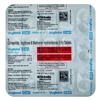 Voglistar GM 1 Tablet 15's, Pack of 15 TABLETS