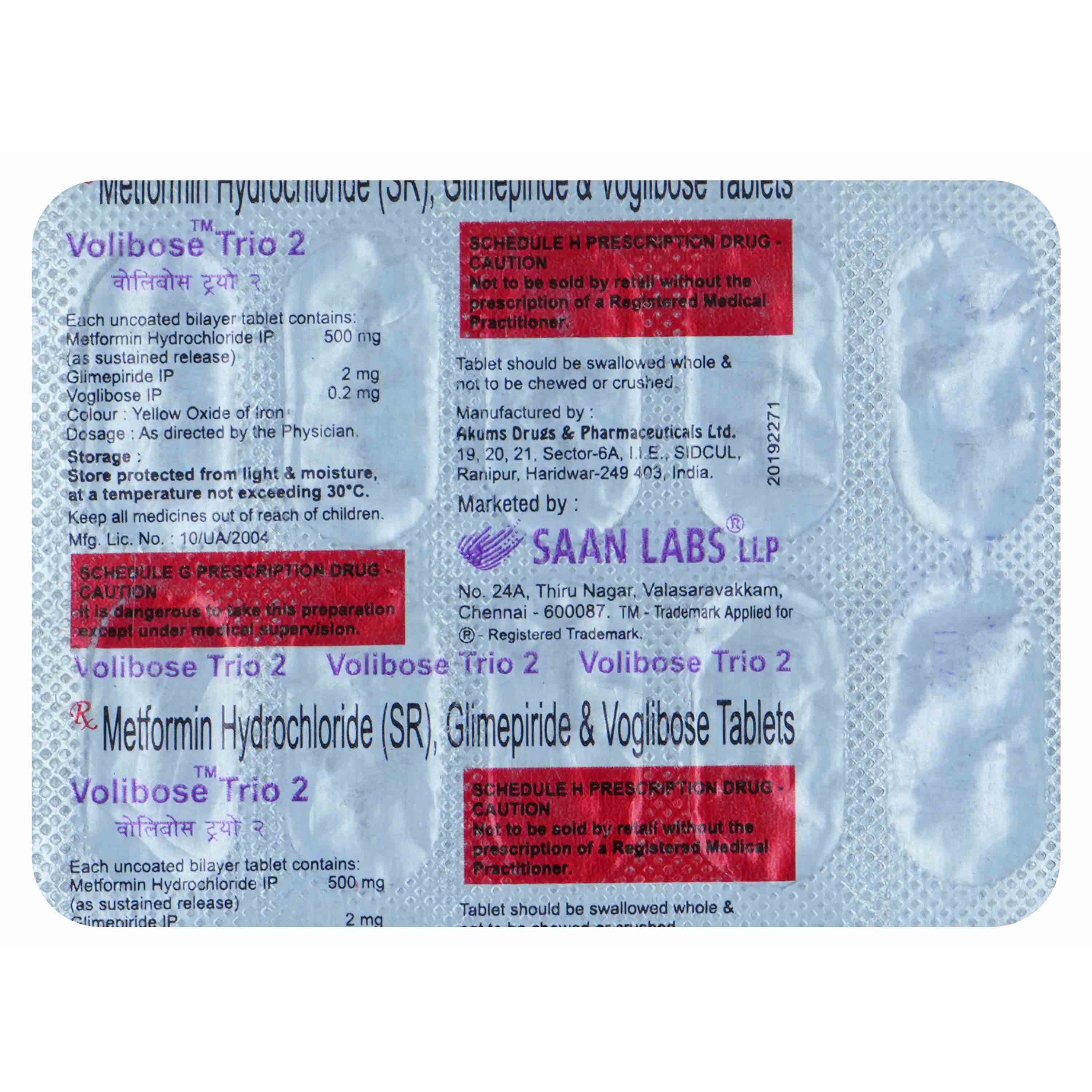 Volibose Trio 2 Tablet 10's, Pack of 10 Volibose Trio 2 Tablet 10's, Pack of 10