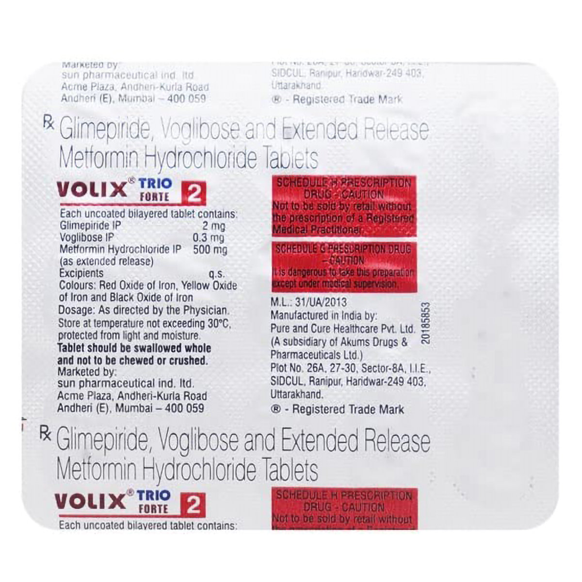 Volix Trio Forte 2 Tablet 15's, Pack of 15 TabletS Volix Trio Forte 2 Tablet 15's, Pack of 15 TabletS