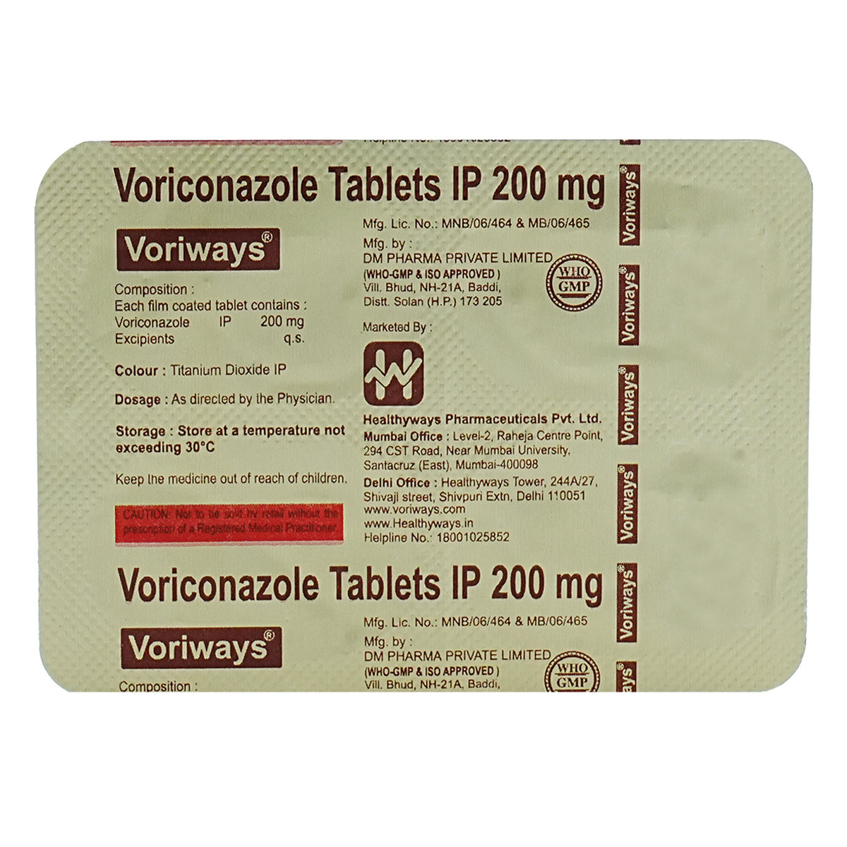 Voriways Tablet 4's, Pack of 4 TabletS Voriways Tablet 4's, Pack of 4 TabletS