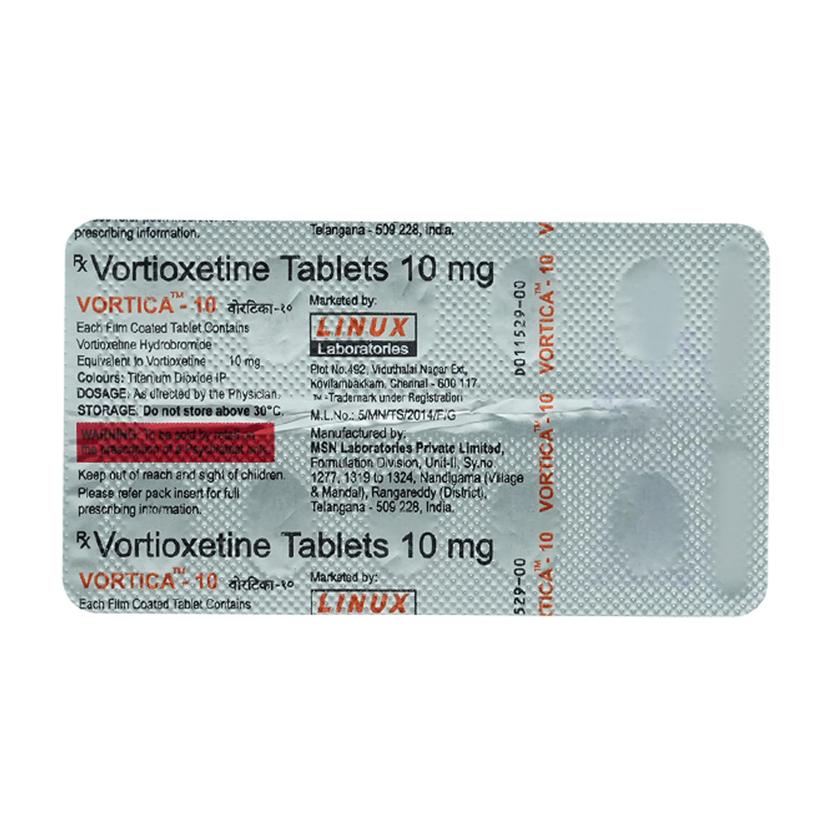 Vortica-10 Tablet 10's, Pack of 10 TabletS Vortica-10 Tablet 10's, Pack of 10 TabletS