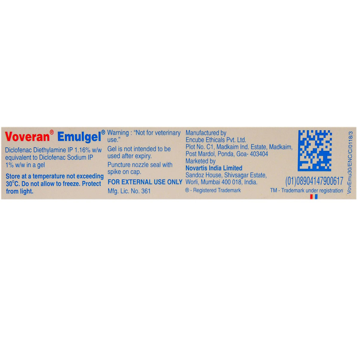 Voveran 1.16% Emulgel 30 gm, Pack of 1 Gel Voveran 1.16% Emulgel 30 gm, Pack of 1 Gel