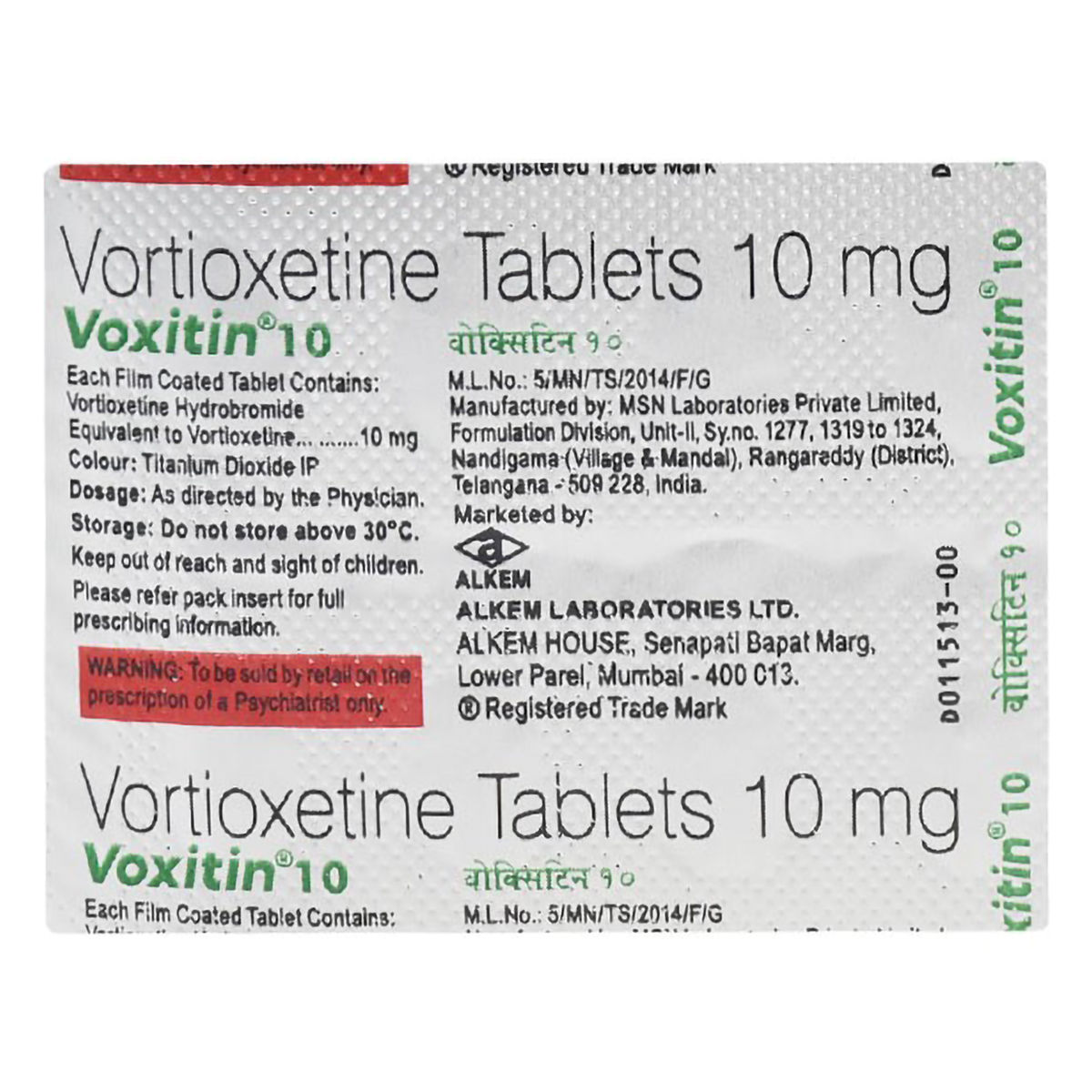 Buy Voxitin 10 Tablet 10's Online