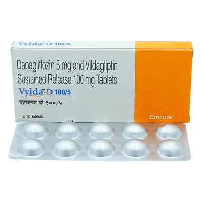 Vylda-D 100 mg/5 mg Tablet 10's, Pack of 10 TabletS