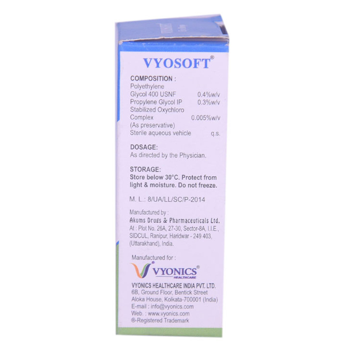 Vyosoft Eye Drops 10 ml, Pack of 1 EYE DROPS Vyosoft Eye Drops 10 ml, Pack of 1 EYE DROPS