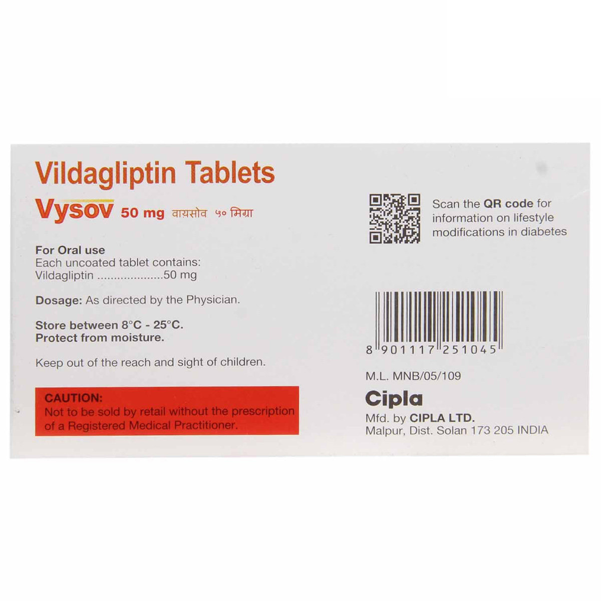 Vysov 50 mg Tablet 15's, Pack of 15 TABLETS Vysov 50 mg Tablet 15's, Pack of 15 TABLETS