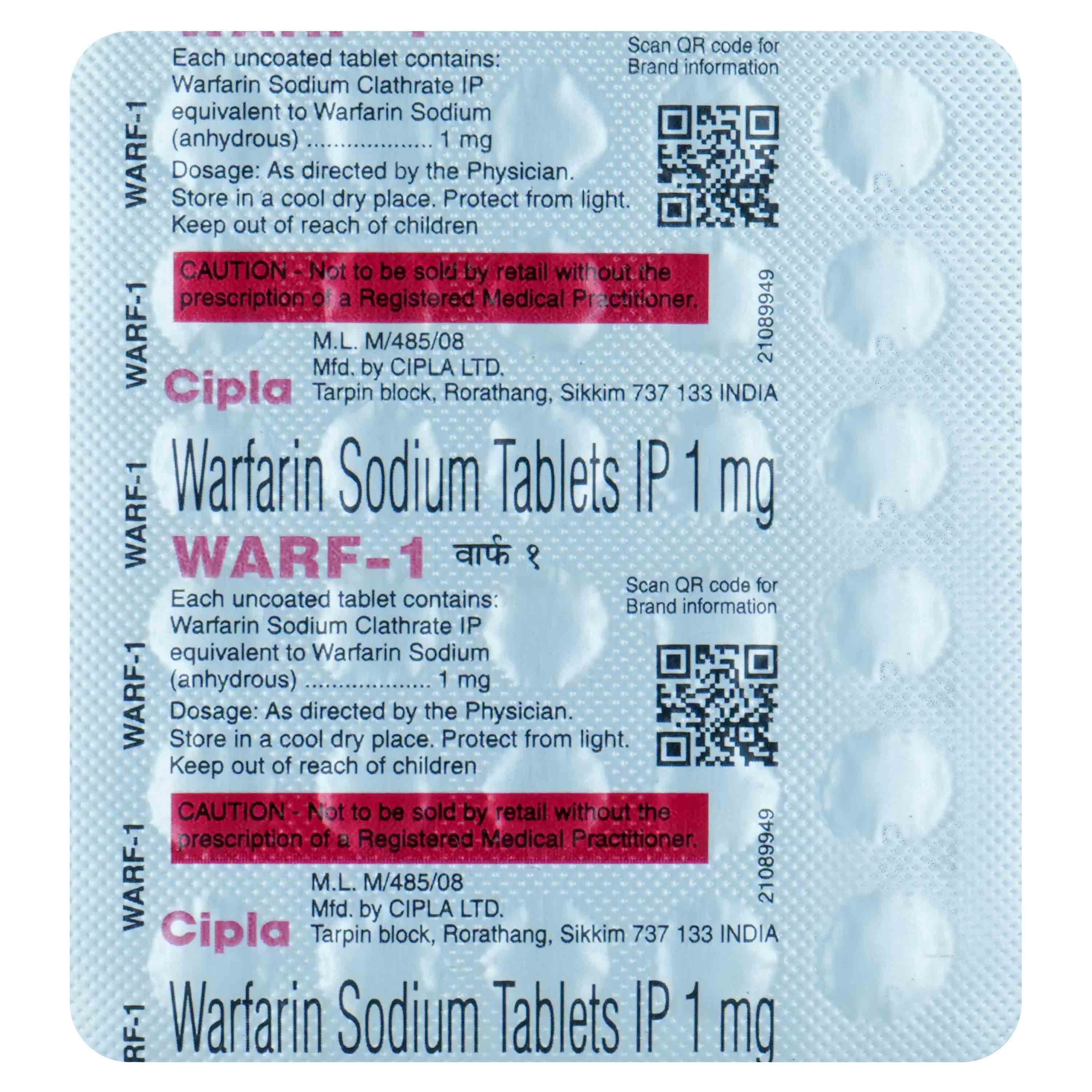 Warf-1 Tablet 30's, Pack of 30 TABLETS Warf-1 Tablet 30's, Pack of 30 TABLETS