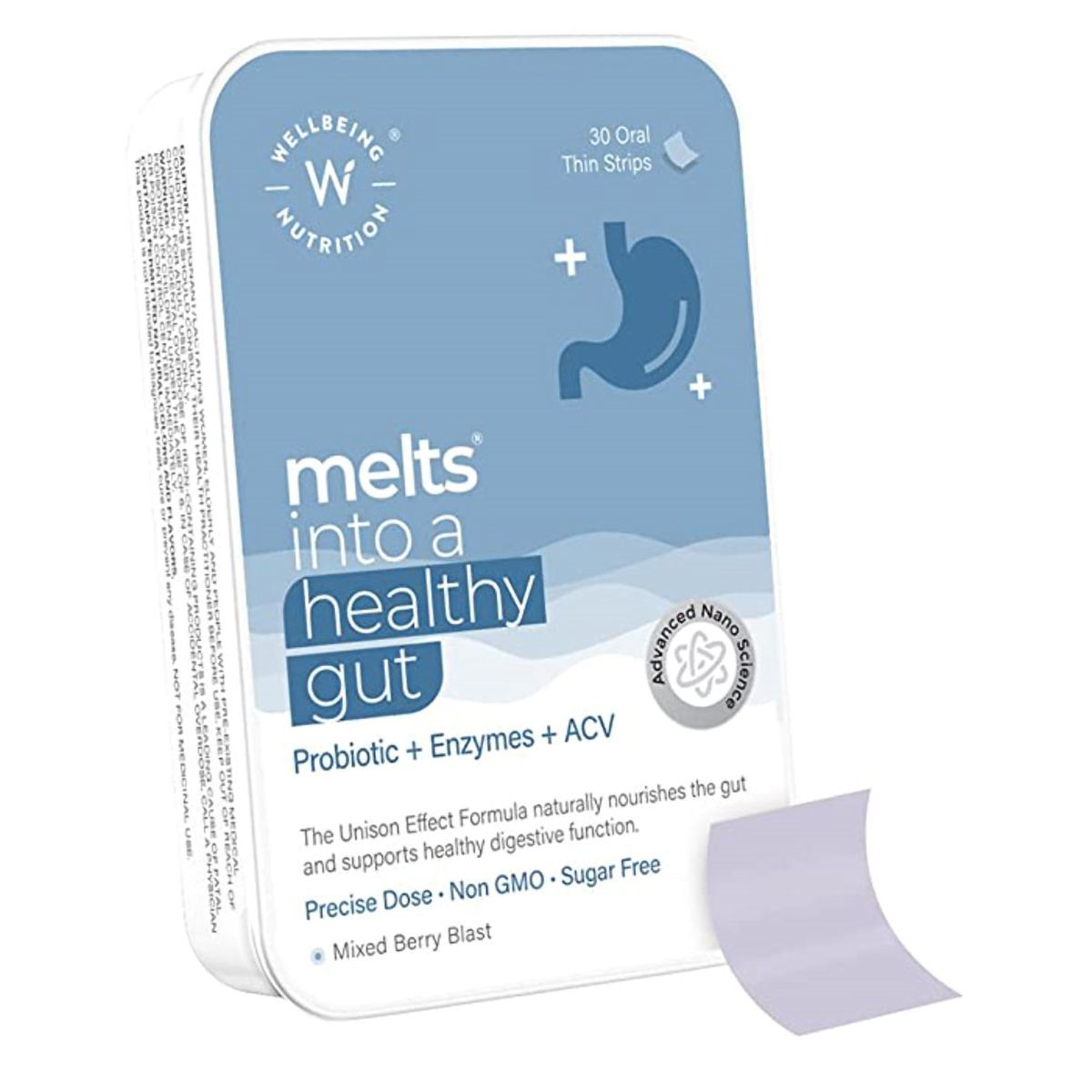 Buy Wellbeing Nutrition Melts Into A Healthy Gut Sugar Free, 30 Strips Online