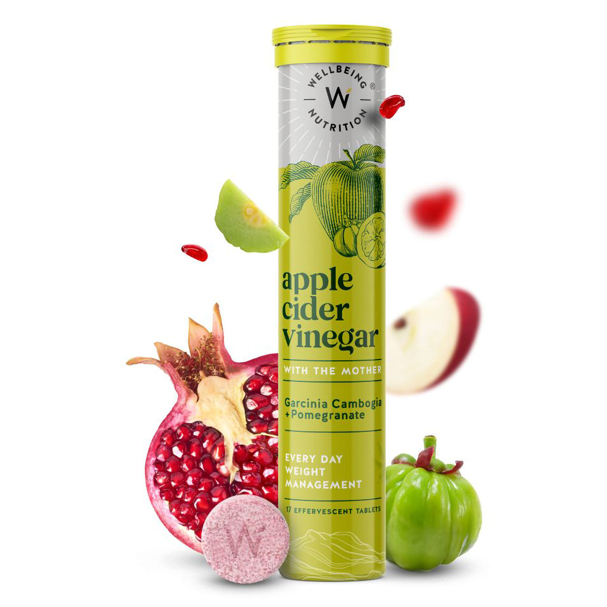Buy Wellbeing Nutrition Apple Cider Vinegar with The Mother, 17 Effervescent Tablets Online