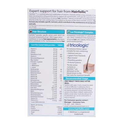 Wellman Hairfollic Tablet 10's, Pack of 10