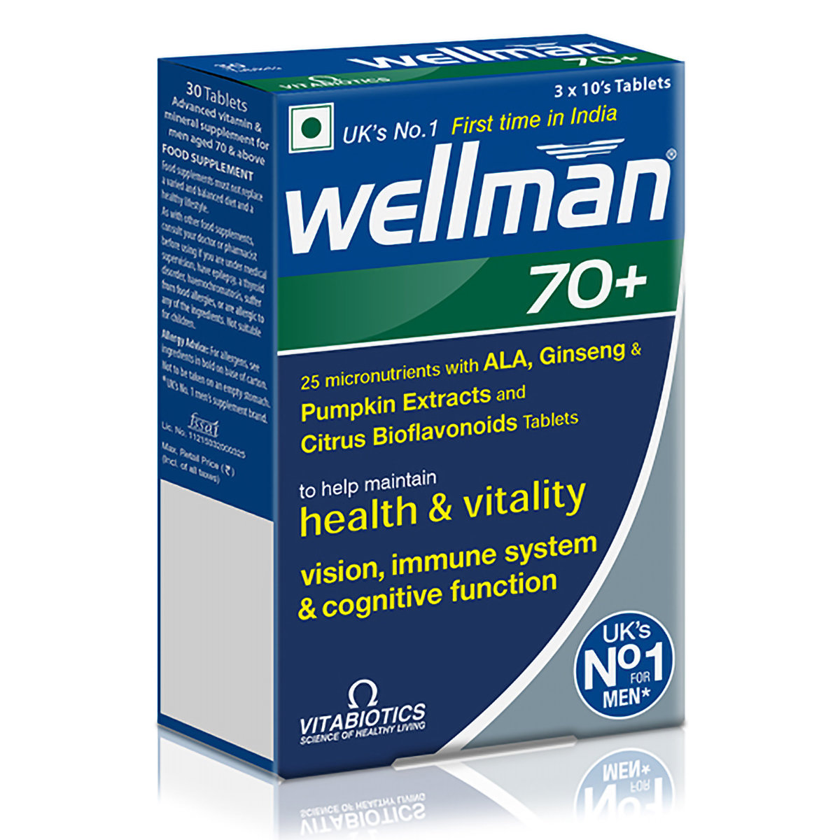 Wellman 70+ Health Supplement for Men, 30 Tablets, Pack of 30 Wellman 70+ Health Supplement for Men, 30 Tablets, Pack of 30