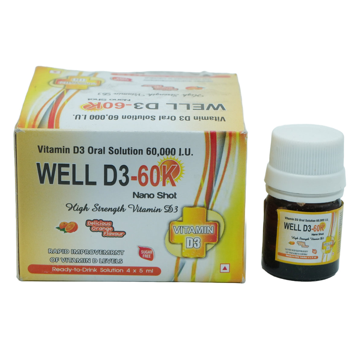 Well D3-60K Sugar Free Nano Orange Flavour Solution 5 ml, Pack of 1 Oral Solution Well D3-60K Sugar Free Nano Orange Flavour Solution 5 ml, Pack of 1 Oral Solution
