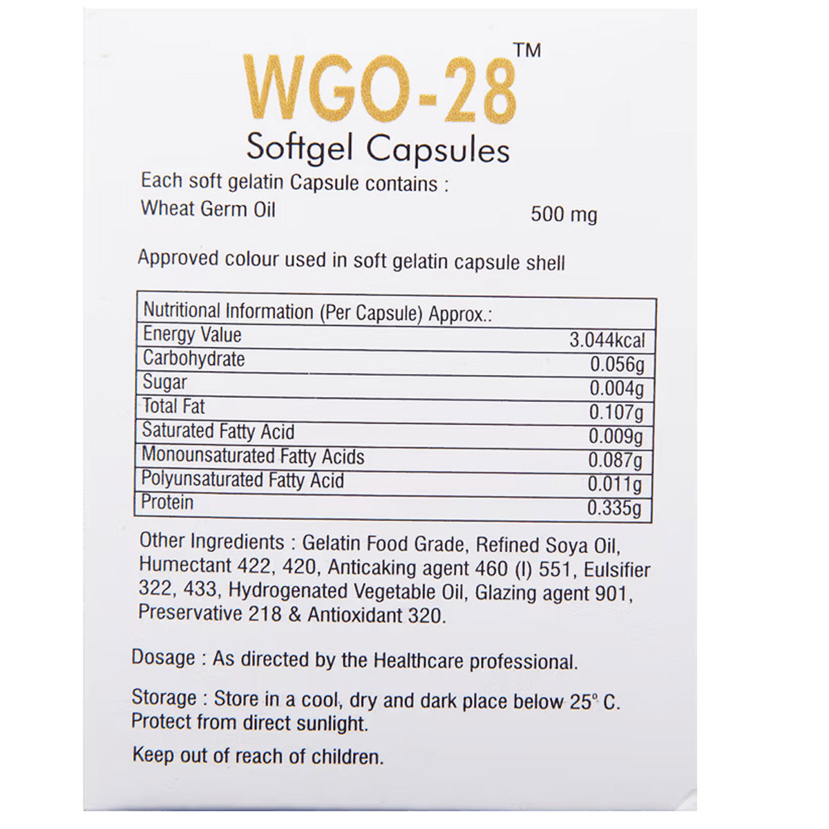 WGO-28 Softgel Capsules, Pack of 10 WGO-28 Softgel Capsules, Pack of 10