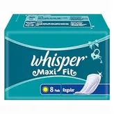Whisper Maxi Fit Sanitary Pads Regular, 8 Count, Pack of 1