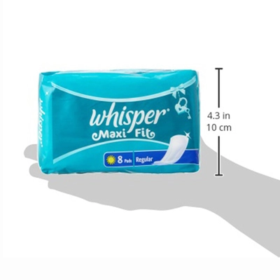 Whisper Maxi Fit Sanitary Pads Regular, 8 Count, Pack of 1