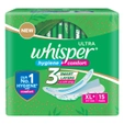 Whisper Ultra Clean Wings Sanitary Pads XL+, 15 Count