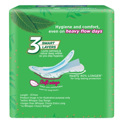 Whisper Ultra Clean Wings Sanitary Pads XL+, 15 Count, Pack of 1