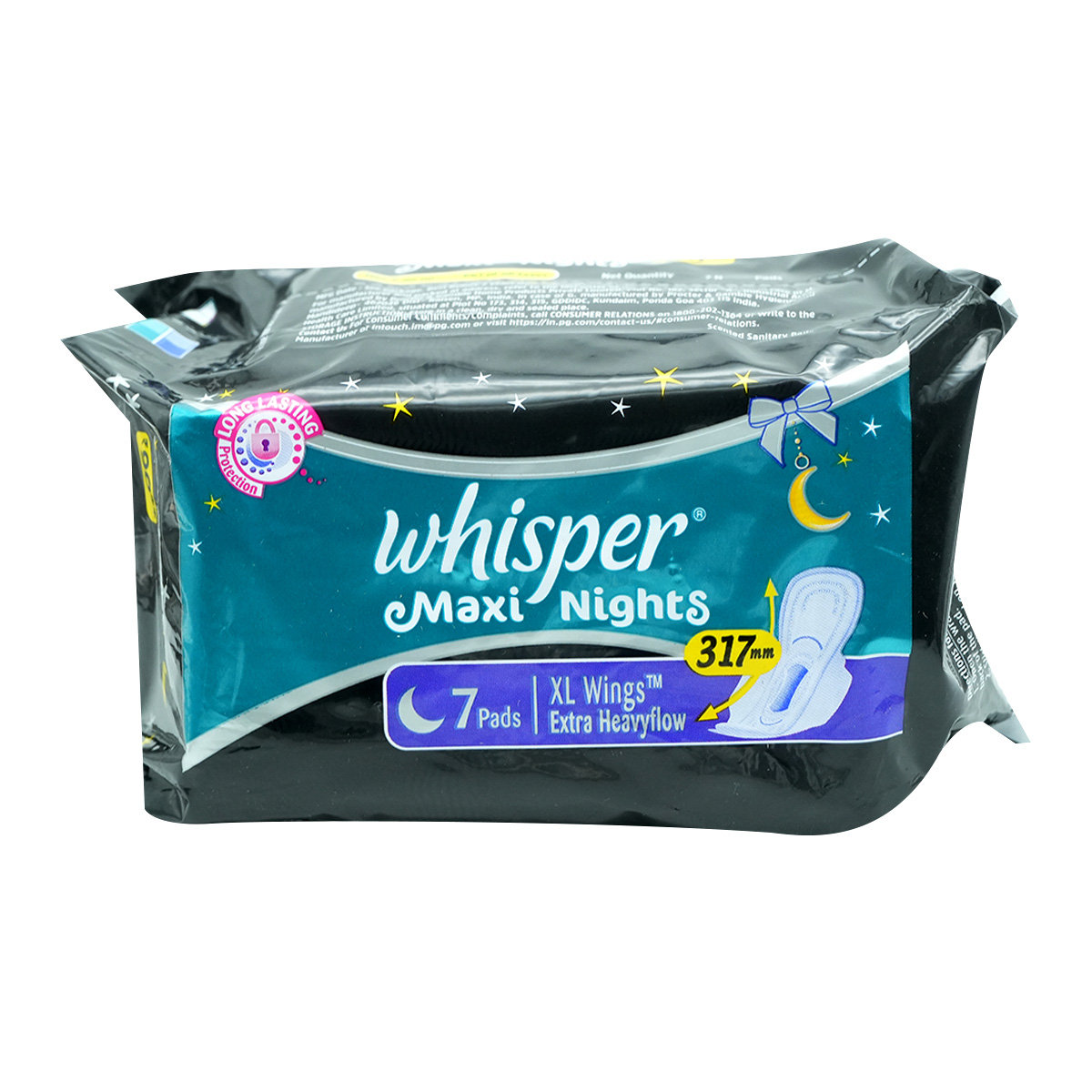 Whisper Maxi Nights WIngs Sanitary Pads XL, 7 Count, Pack of 1 Whisper Maxi Nights WIngs Sanitary Pads XL, 7 Count, Pack of 1