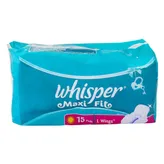 Whisper Max Fit Wings Sanitary Pads Large, 15 Count, Pack of 1