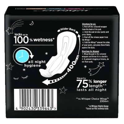 Whisper Bindazzz Nights Sanitary Pads XXXL, 4 Count, Pack of 1