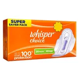 Whisper Choice Wings Sanitary Pads, 20 Count, Pack of 1