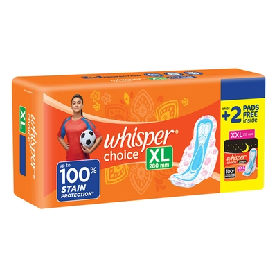 Whisper Choice Wings Sanitary Pads XL, 18 Count, Pack of 1