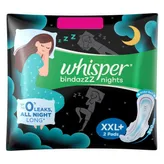 Whisper Bindazzz Nights Sanitary Pads XXL+, 2 Count, Pack of 1