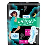 Whisper Ultra Bindazzz Nights Sanitary Pads XL+, 40 Count, Pack of 1