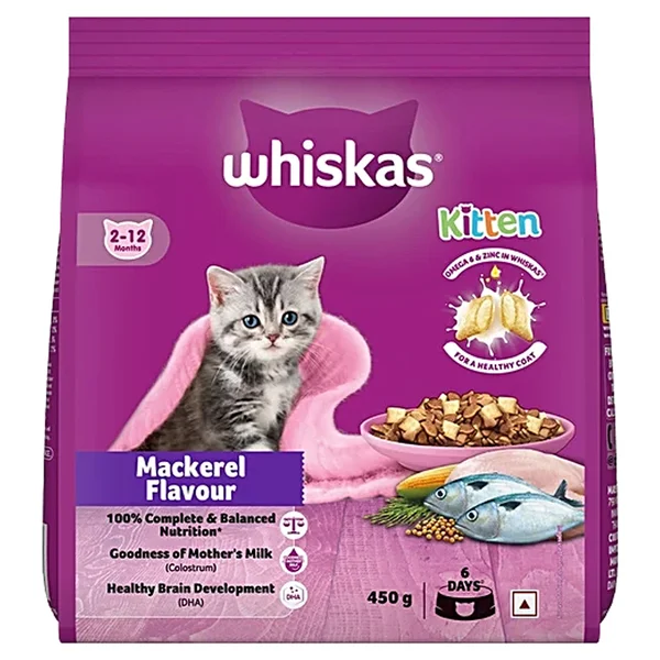 Whiskas Junior Mackerel Flavour Baby Cat Food, 450 gm