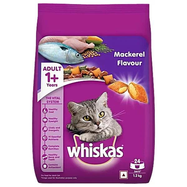 Whiskas Adult Mackerel Flavour Cat Food, 1.2 kg