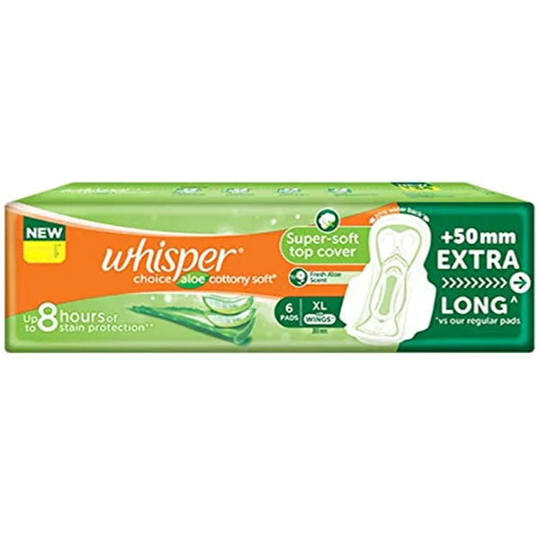 Whisper Choice Aloe Vera XL, 6 Count, Pack of 1