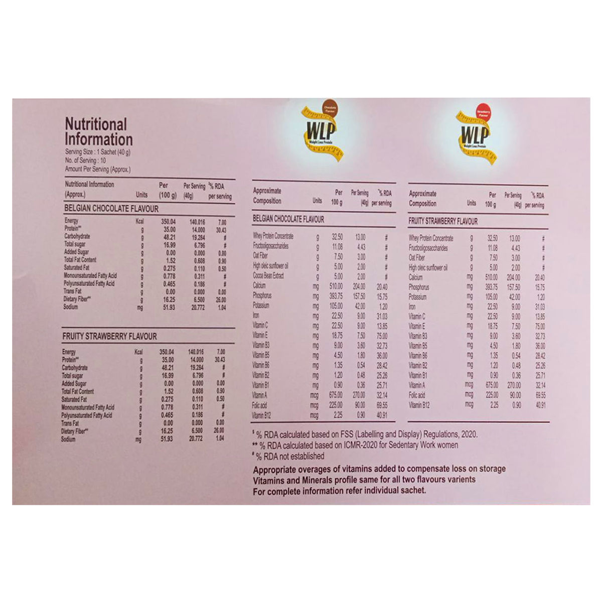 Wlp Buy Wlp 5 Belgian Choco 5 Fruity Strawberry Sachets, 400 gm (10X40 gm ...