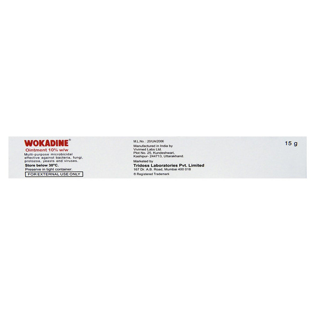 Wokadine 10% Ointment 15 gm, Pack of 1 OINTMENT Wokadine 10% Ointment 15 gm, Pack of 1 OINTMENT