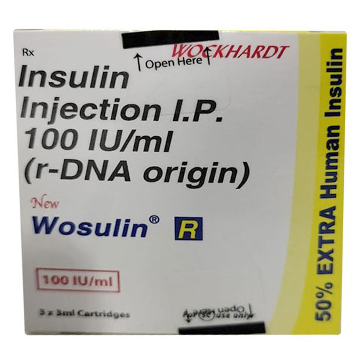 Buy Wosulin R 100IU/ml Injection 3ml Online