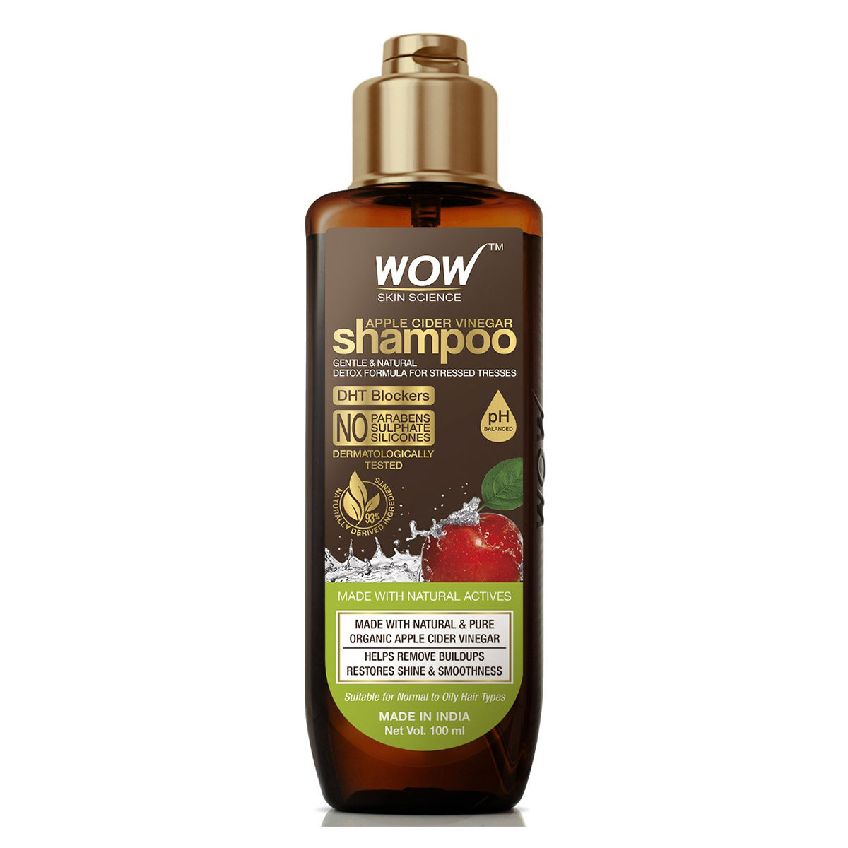 Buy Wow Skin Science Apple Cider Vinegar Shampoo, 100 ml Online