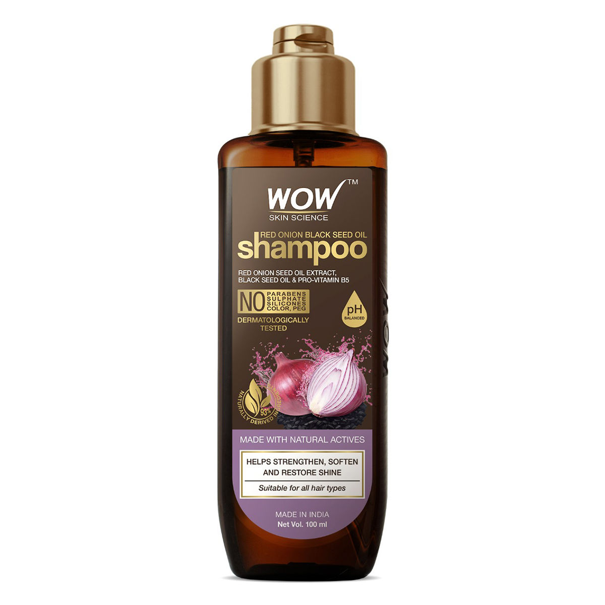 Buy Wow Skin Science Red Onion Black Seed Oil Shampoo, 100 ml Online