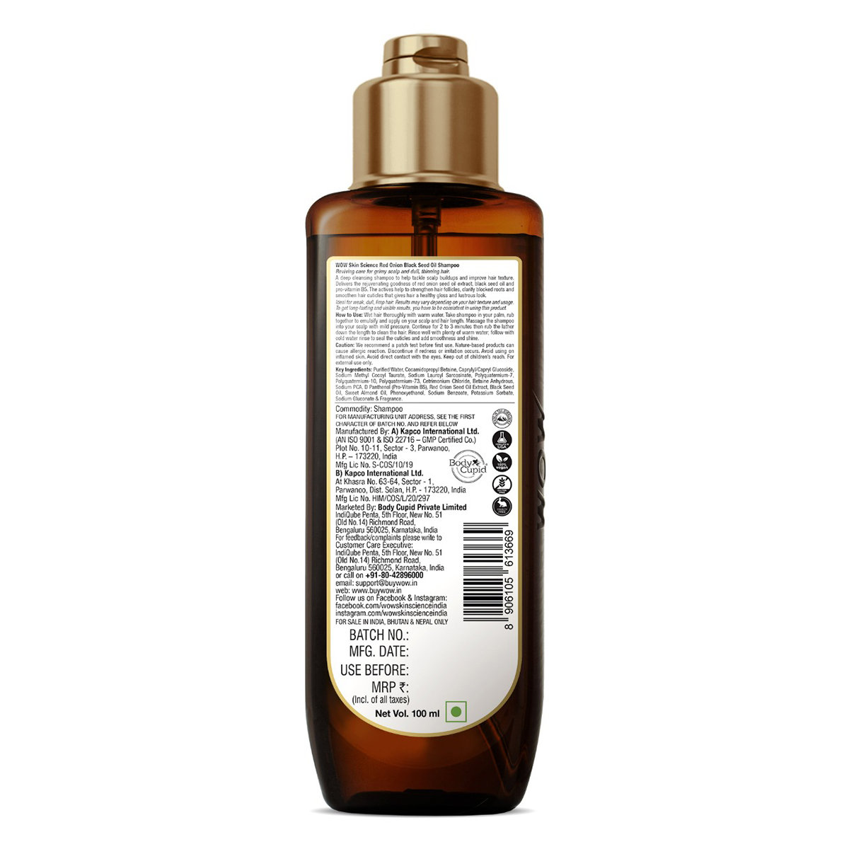 Wow Skin Science Red Onion Black Seed Oil Shampoo, 100 ml, Pack of 1 Wow Skin Science Red Onion Black Seed Oil Shampoo, 100 ml, Pack of 1