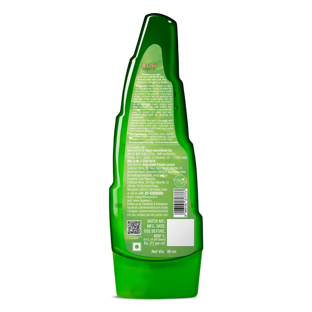 Wow Skin Science Aloe Vera Gel For Skin & Hair 60 ml | 99% Pure Aloe Vera | Hydrates & Nourishes | For All Skin & All Hair Types, Pack of 1 Wow Skin Science Aloe Vera Gel For Skin & Hair 60 ml | 99% Pure Aloe Vera | Hydrates & Nourishes | For All Skin & All Hair Types, Pack of 1